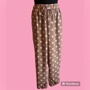 NWT - Tan and White Polka Dot Jogger Dress Pants